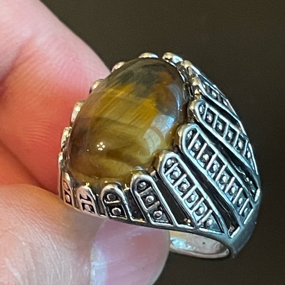 Tiger eye stone S925 silver ring size 9.5 - Picture 7 of 9